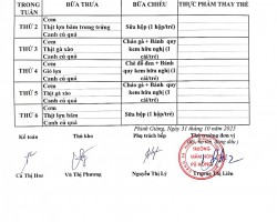 Thực đơn tháng 12   mẫu giáo